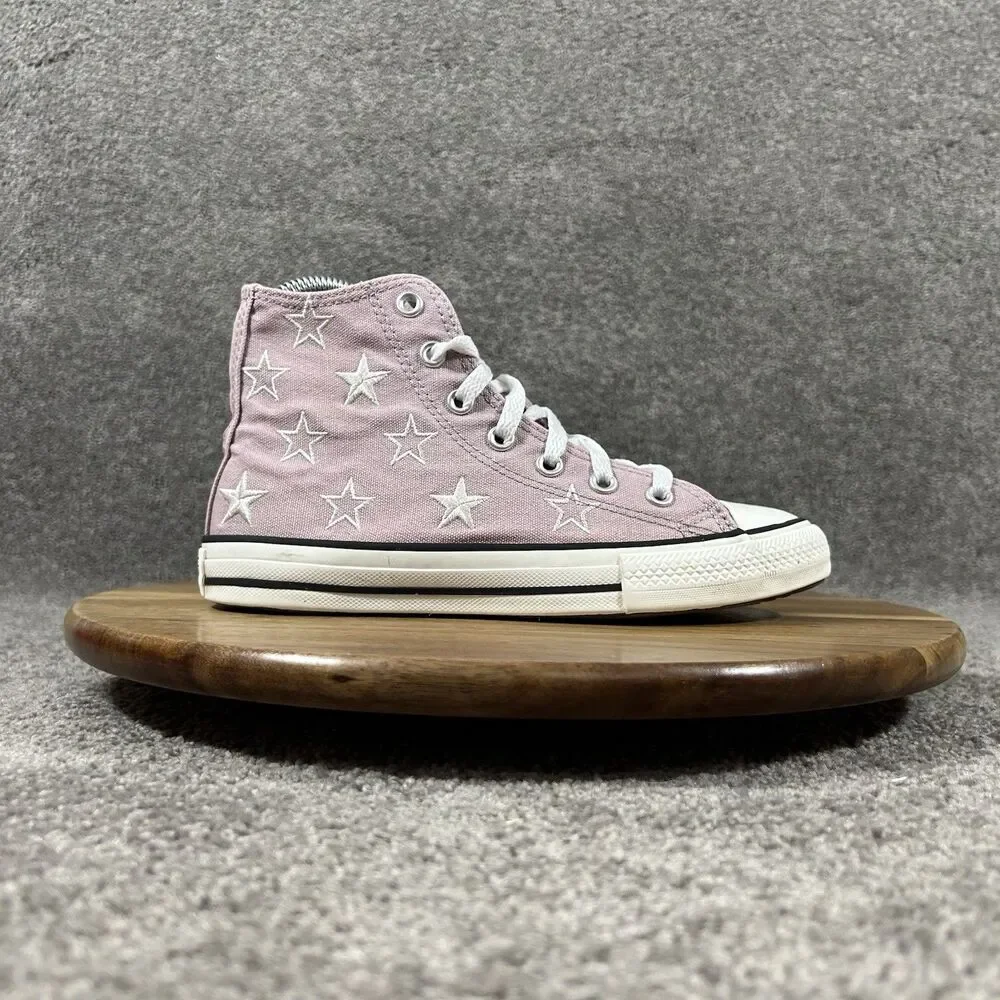 Converse Chuck Taylor All Star High Top Kids Size 2 Purple Stars Shoes Used